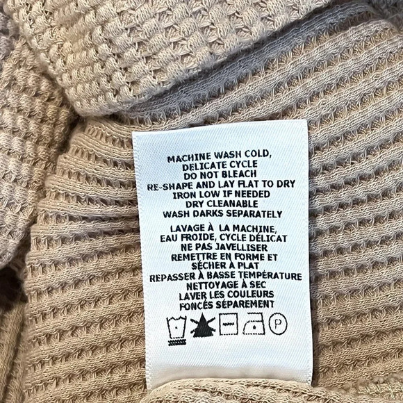 The Range Tan Cropped Turtleneck Waffle Knit Designer Long Sleeve Shirt XS - Picture 8 of 8